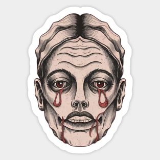 Scary Women Face, Bloody Eyes Sticker